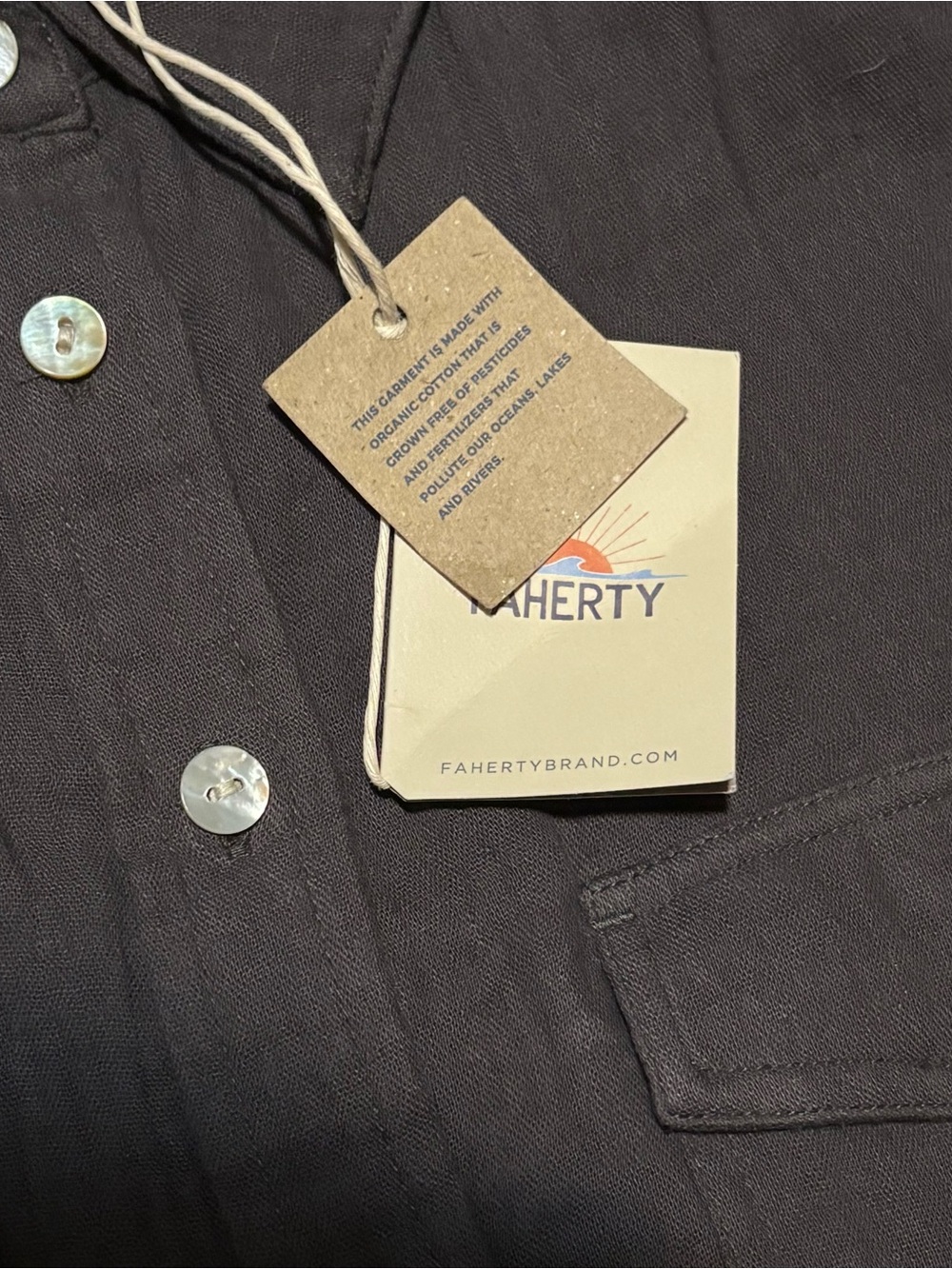 NWT Faherty Indio Cotton Gauze Button Up Shirt Women’s Size M In Washed Black - Picture 6 of 8